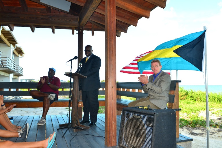 Minister Dorsett and Chris Maxey at Symposium, Cape Eleuthera Institute