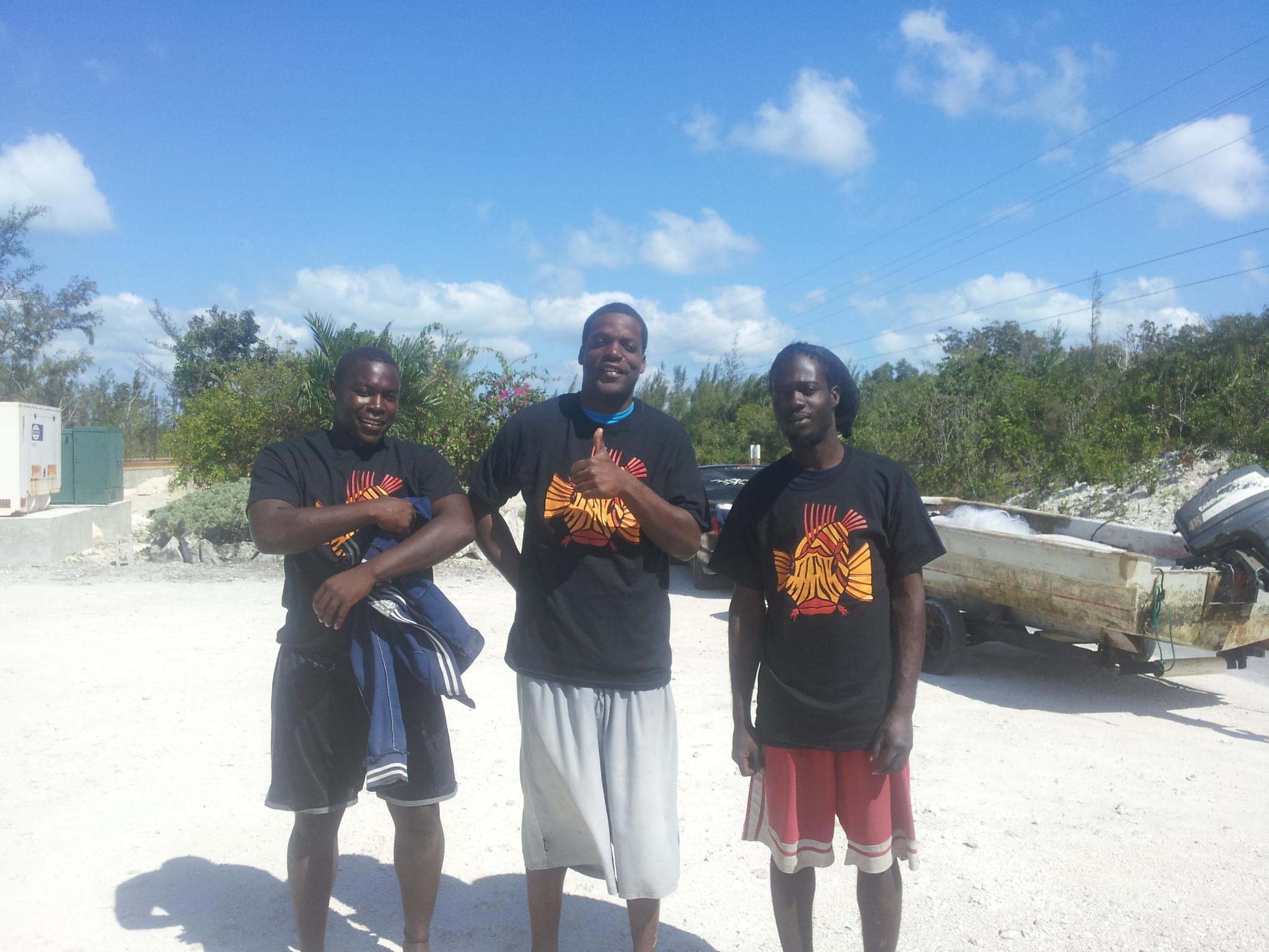 Rock Sound Lionfish Slayers wearing their well earned slayer t-shirts