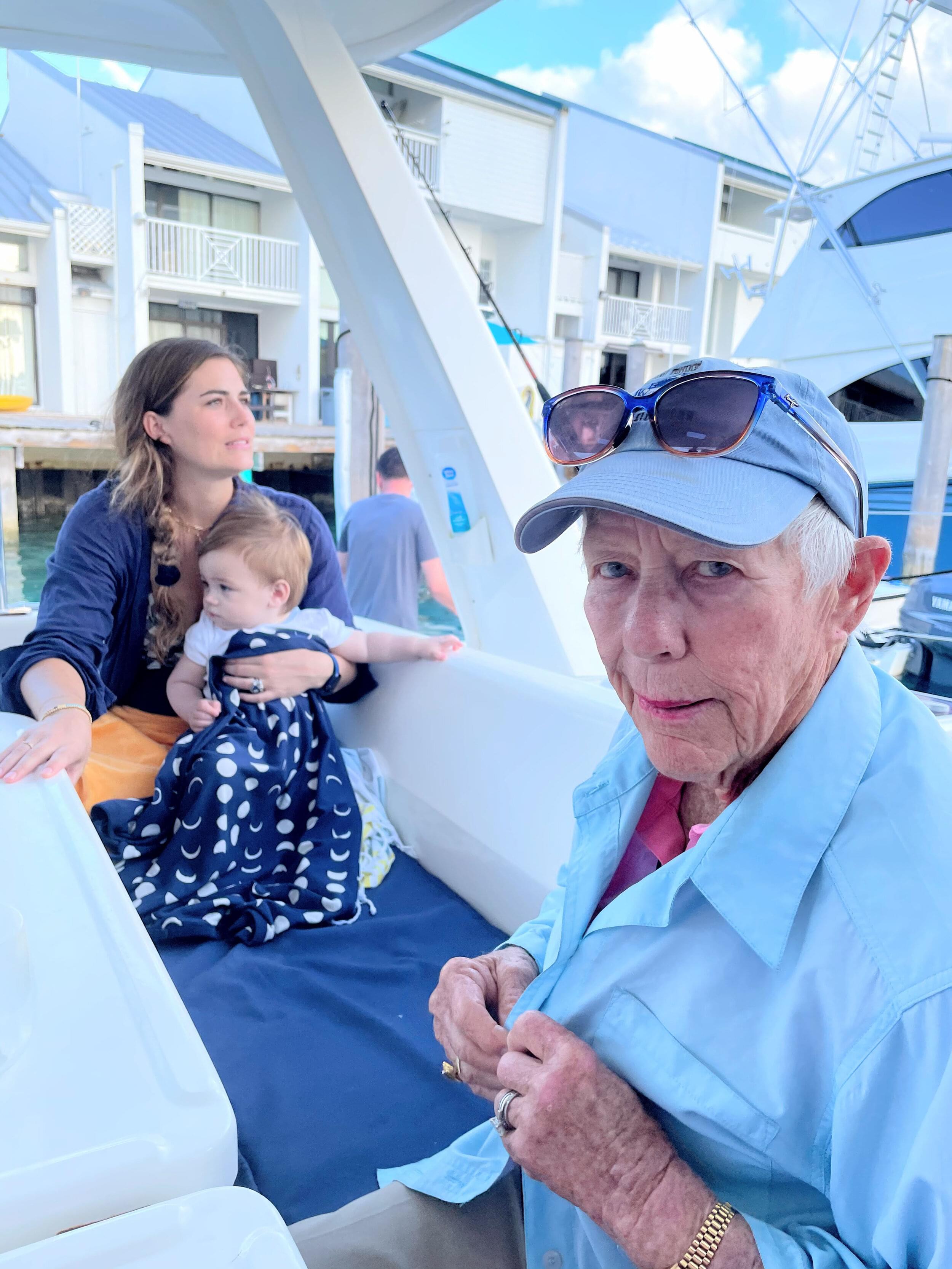Sally and her family, representing 4 generation, sailed on the Maxey’s boat, the Kokomo for her 91st birthday.