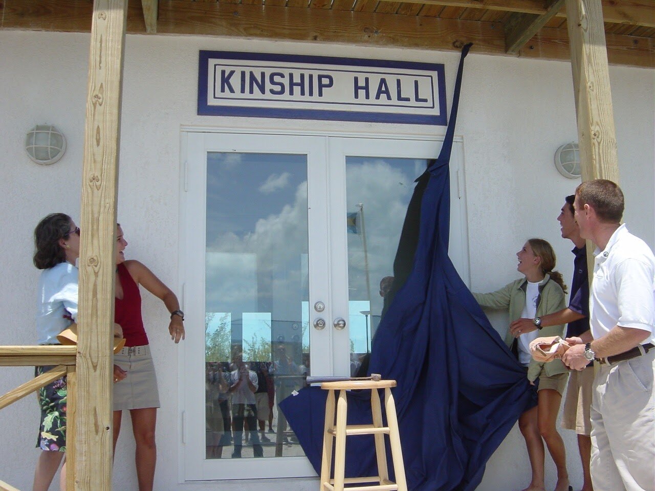 Kinship Hall is named in honor of the Searle family and was the second dormitory space built on campus as The Island School took hold and began to grow. Here, Sally’s grandchildren Jake and Abby celebrate the opening of the new space.